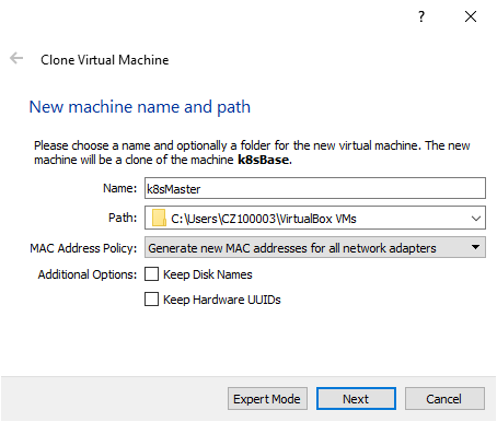 Fig. 1.1 - Cloning k8sMaster