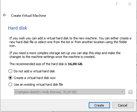 Fig.9 - Create Virtual Machine: Hard disk