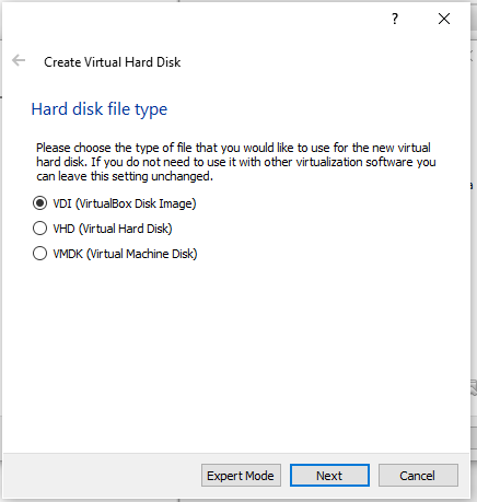 Fig.10 - Create Virtual Machine: Hard disk file type