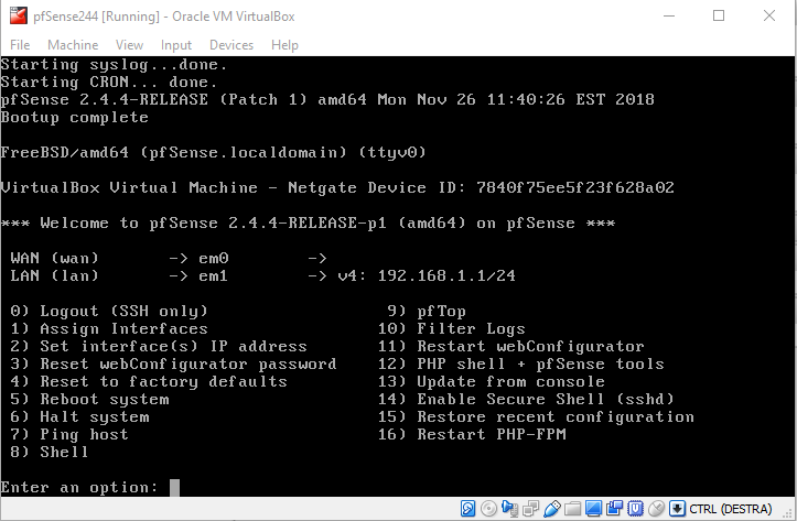 Fig.20 - pfSense Console