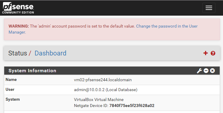 Fig.29 - pfSense Dashboard